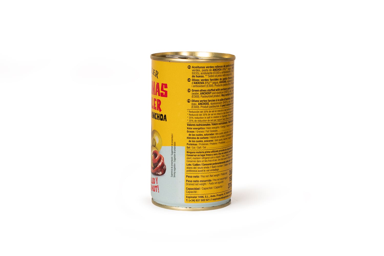 Aceitunas Espinaler rellenas de anchoa bajas en sal (350gr) - Imagen 3