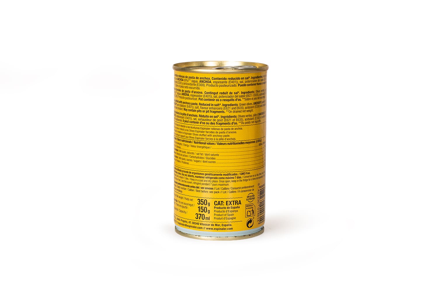 Aceitunas Espinaler rellenas de anchoa bajas en sal (350gr) - Imagen 4